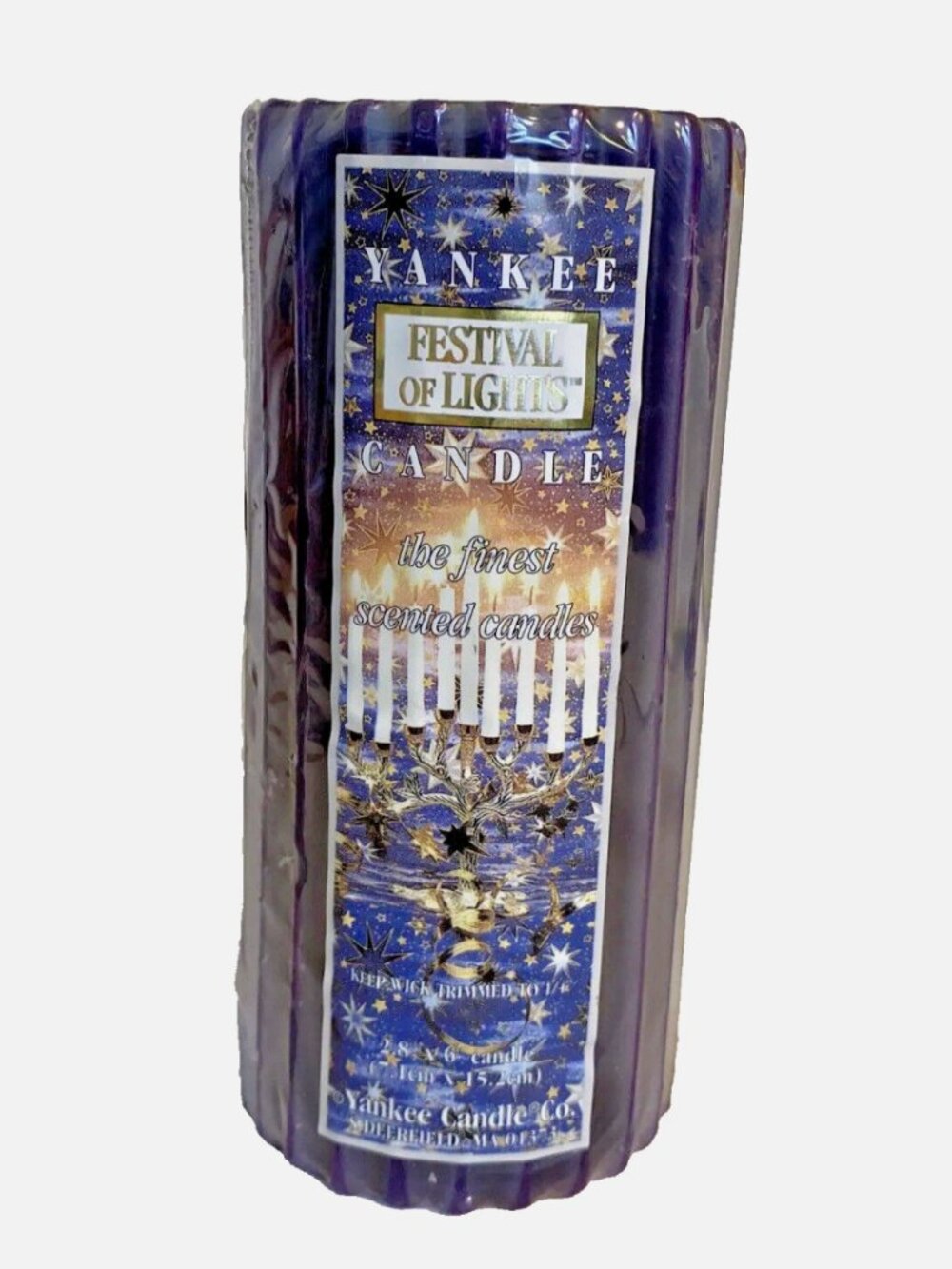 Retired Yankee Candle Festival Of Lights Purple Scented Pillar Candle 6” New